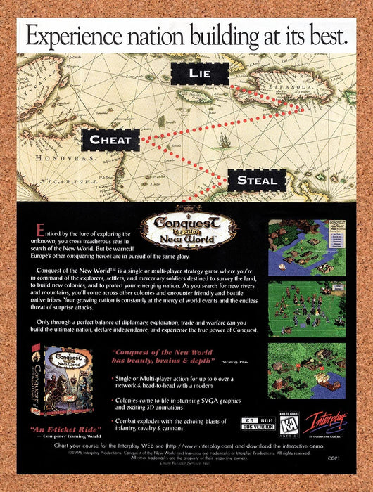 1996 Conquest Of The New World PC Original Advertisement v1