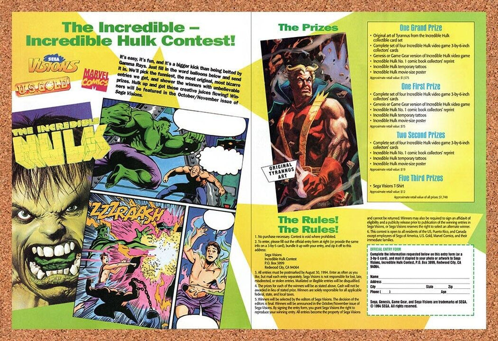1994 Hulk Contest Original Ad v5 - for just $21.49! 