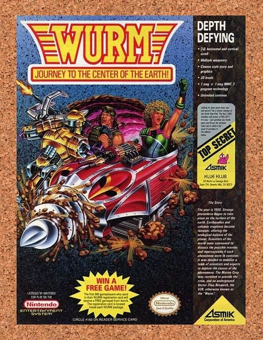 1993 Wurm Journey To The Center Of The Earth NES Original Ad - for just $17.99! 