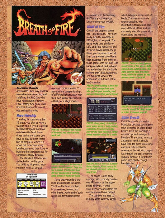 1994 Breath Of Fire SNES Original Review Ad v2 - for just $17.99! 
