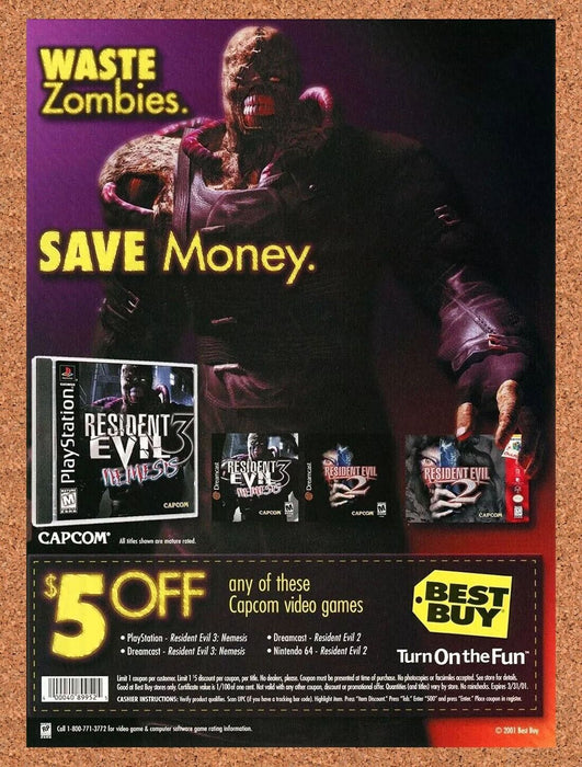 2002 Resident Evil 3 Nemesis PS1 Original Best Buy Rebate Ad v1 - for just $17.99! 