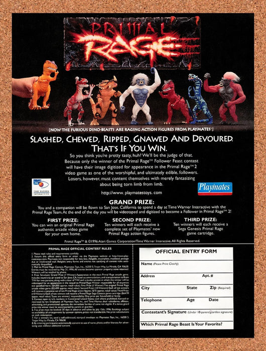 1996 Primal Rage Playmates Action Figures Contest Original Ad v2 - for just $17.99! 