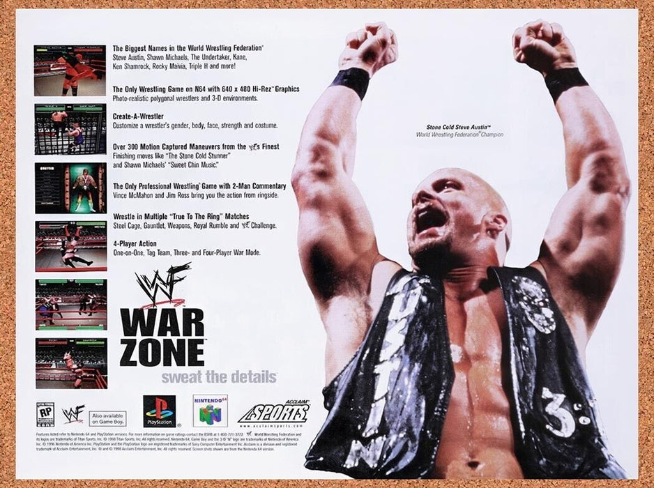 1998 WWF War Zone PS1 Original Ad v2 - for just $15.29! 