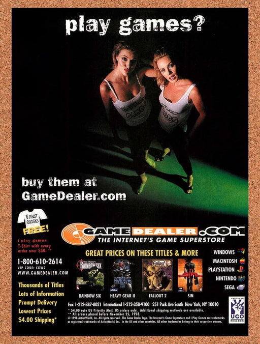 1998 Gamedealer Buy Games Online Original Advertisement v2 - for just $19.49! 