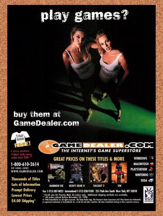 1998 Gamedealer Buy Games Online Original Advertisement v2 - for just $19.49! 