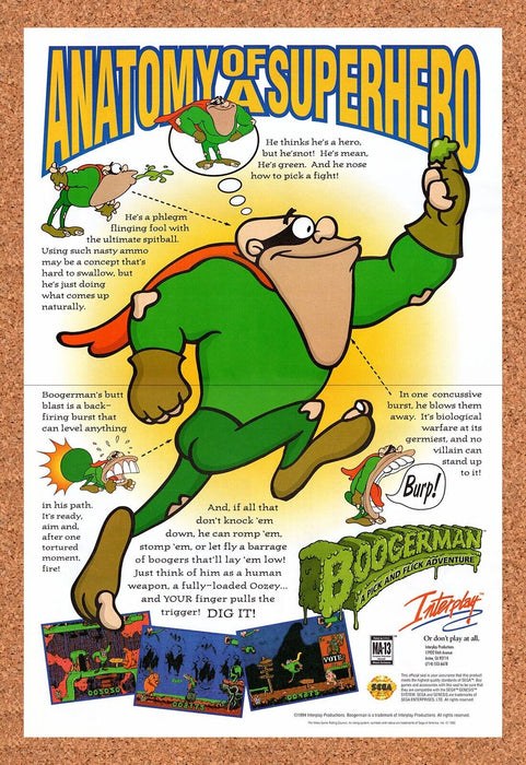 1995 Boogerman Genesis Original Ad v1 - for just $21.49! 