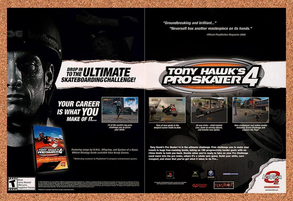 2002 Tony Hawk's Pro Skater 4 PS2 Original Ad v3 - for just $23.99! 