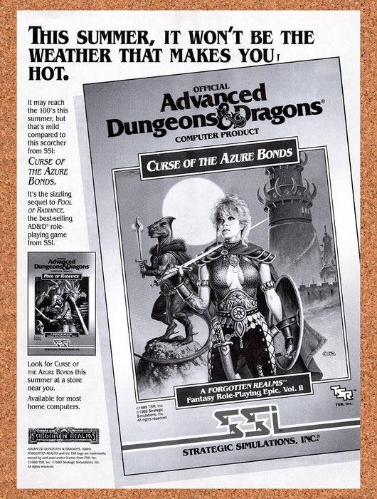 1989 Advanced Dungeons & Dragons Curse Of The Azure Bonds IBM Original Ad v1 - for just $18.49! 