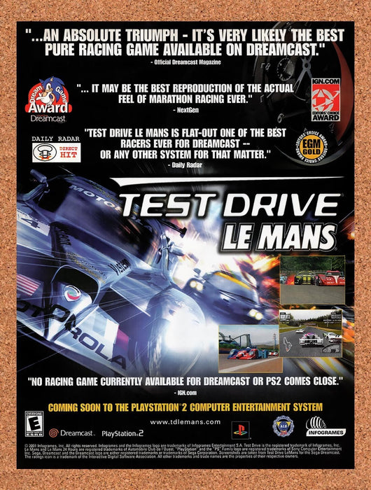 2001 Test Drive Le Mans Dreamcast Original Ad v1 - for just $17.99! 