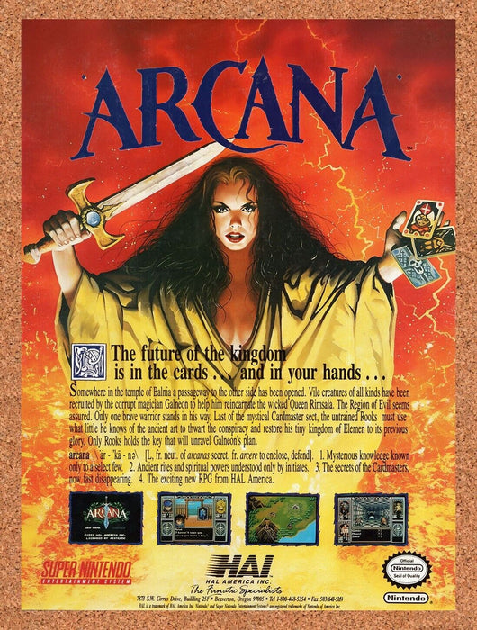 1992 Arcana SNES Original Ad v1 - for just $17.99! 