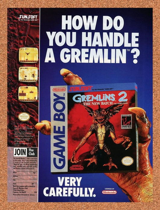 1992 Gremlins 2 Gameboy Original Ad - for just $17.99! 