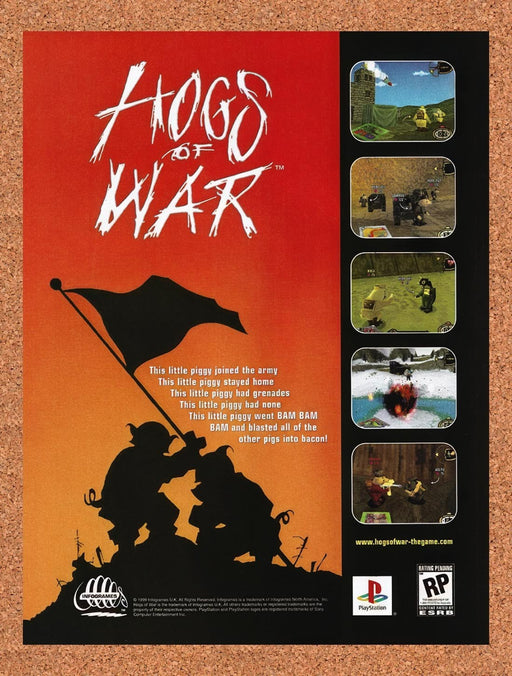 2000 Hogs Of War PS1 Original Advertisement v1 - for just $19.49! 