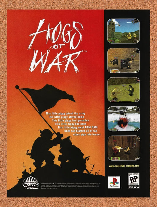 2000 Hogs Of War PS1 Original Advertisement v1 - for just $19.49! 