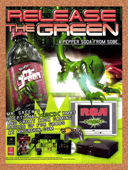 2002 Microsoft Xbox Sobe Mr Green Original Ad v10 - for just $18.49! 