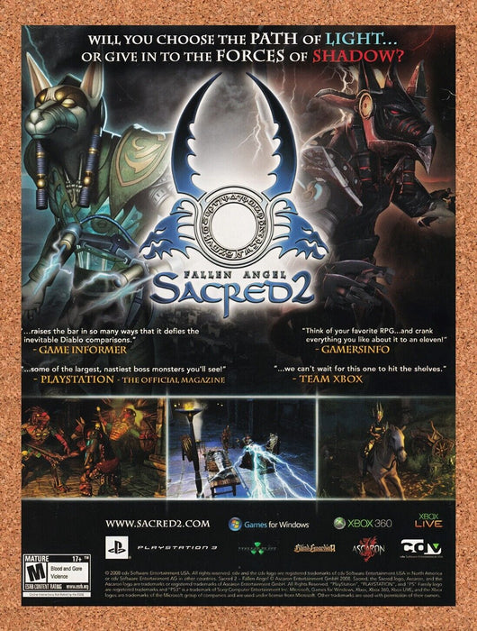 2009 Sacred 2 Fallen Angel Xbox 360 Original Ad v2 - for just $15.29! 