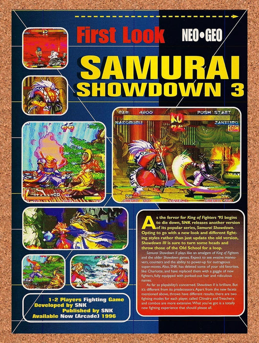 1996 Samurai Shodown 3 Neo Geo Original Ad vr1 - for just $19.49! 