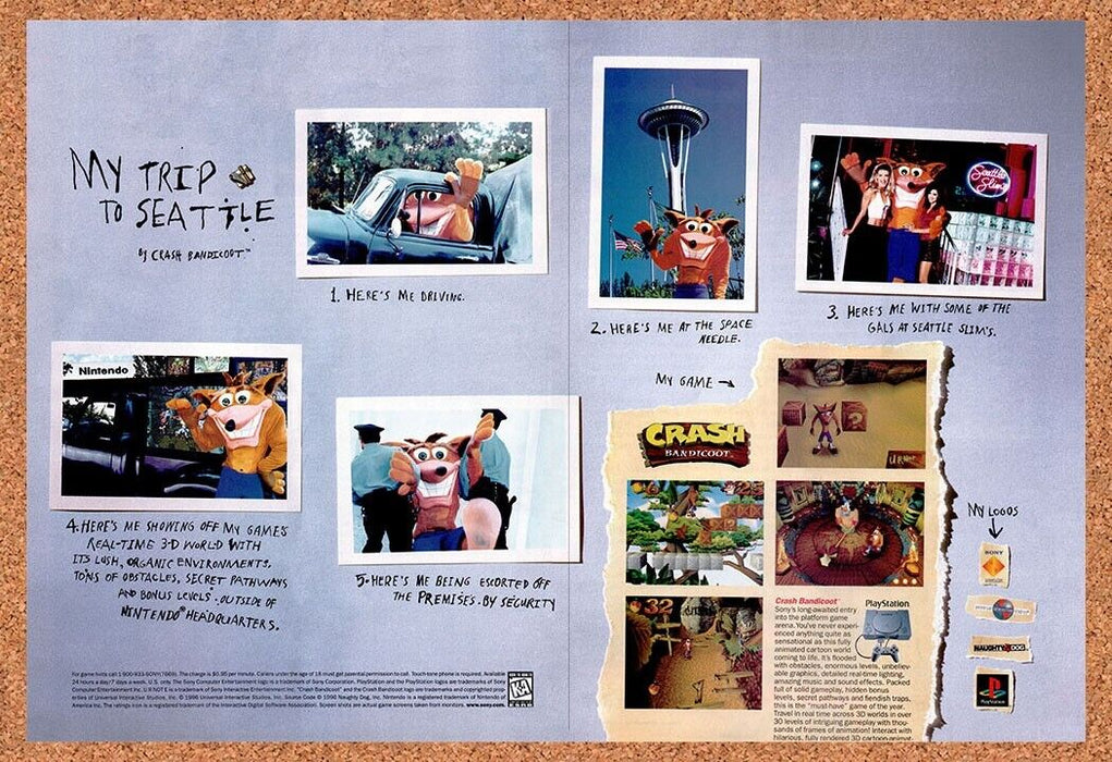 1996 Crash Bandicoot PS1 Original Ad v1 - for just $21.49! 