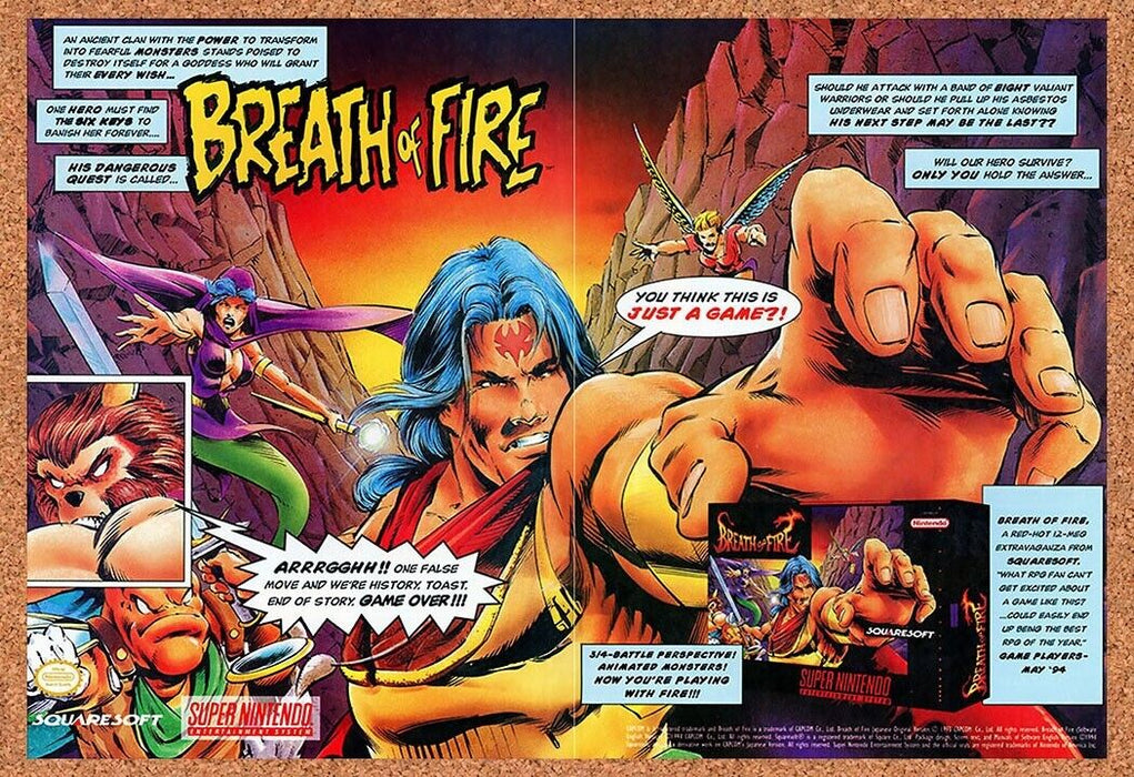 1993 Breath Of Fire SNES Original Ad - for just $21.49! 