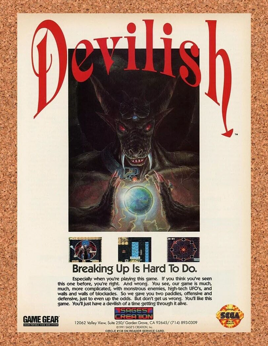 1992 Devilish Game Gear Original Ad - for just $17.99! 