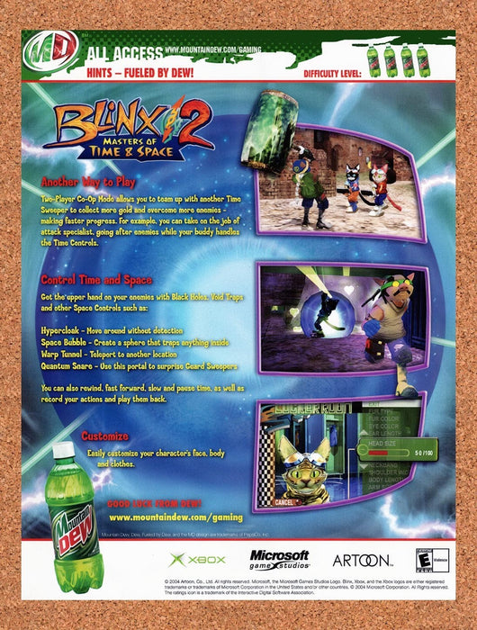 2004 Blinx 2 Masters Of Time & Space Mountain Dew Xbox Hints Original Advertisement v1 - for just $19.49! 