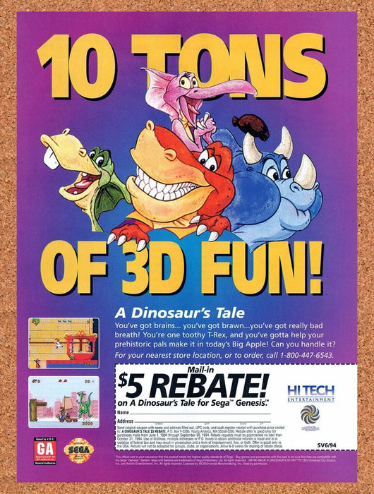 1994 A Dinosaur's Tale Rebate Original Ad v1 - for just $16.19! 