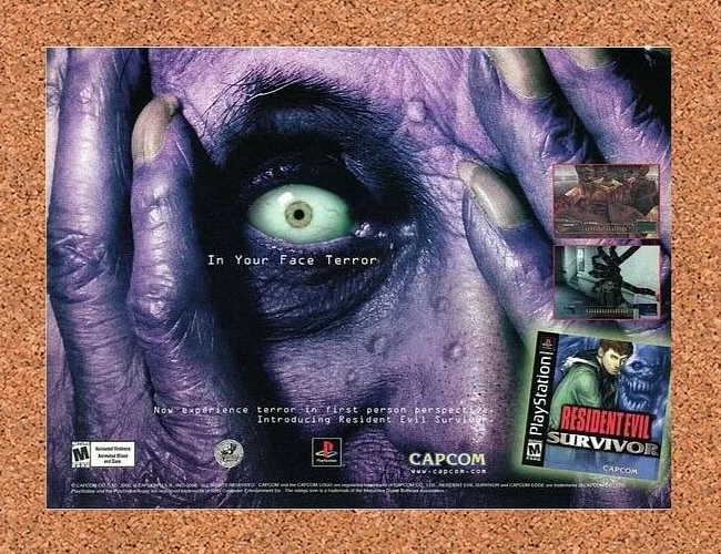 2001 Resident Evil Survivor PS1 Original Ad v2 - for just $17.99! 