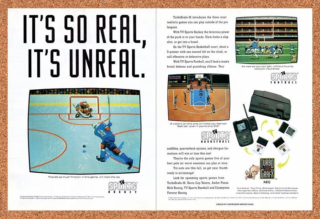 1991 TurboGrafx-16 Sports Games Original Ad v5 - for just $21.49! 