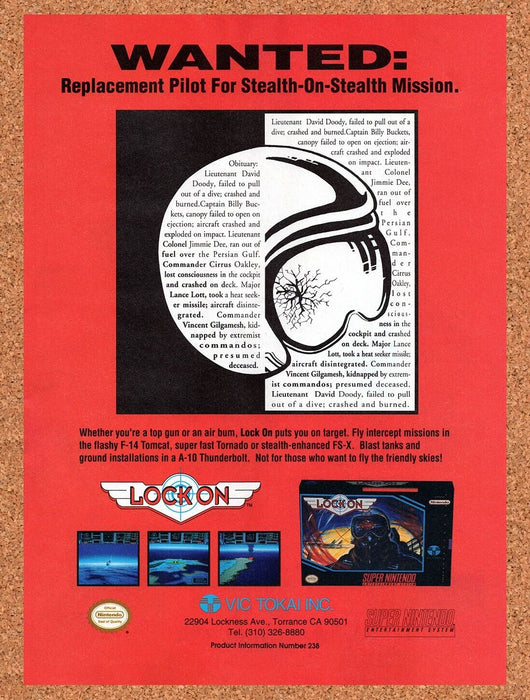 1993 Lock On SNES Original Ad v1 - for just $17.99! 