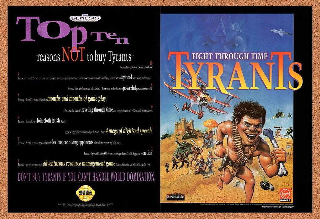 1993 Tyrants Genesis Original Ad v1 - for just $21.49! 