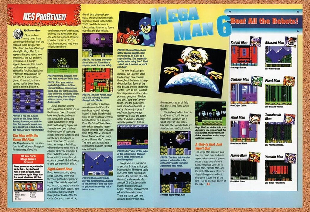 1993 Mega Man 6 Bot List Original Ad v2 - for just $21.49! 