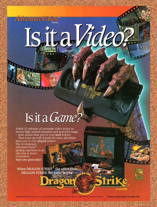 1993 Dragon Strike Adventure Vision Original Ad v1 - for just $17.99! 