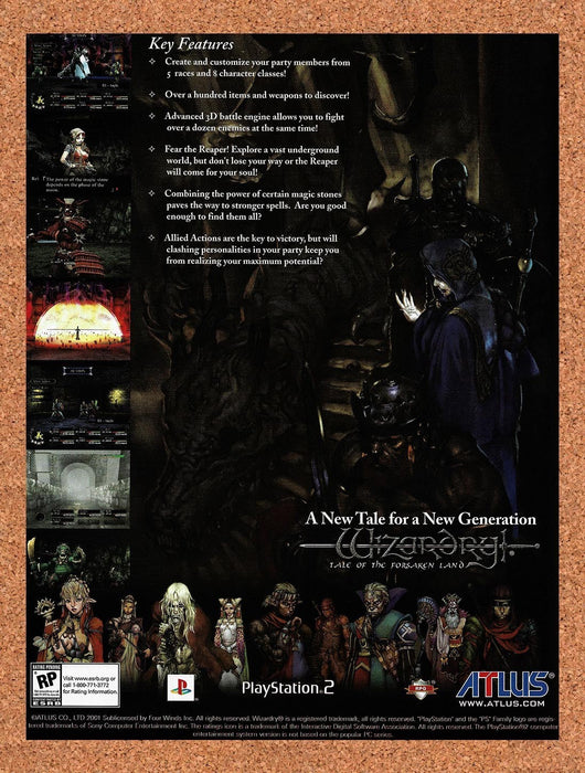 2002 Wizardry Tale Of The Forsaken Land PS2 Original Advertisement v1 - for just $19.49! 