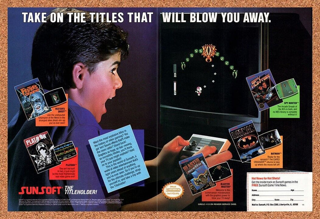 1990 Sunsoft NES Games Original Ad - for just $21.49! 