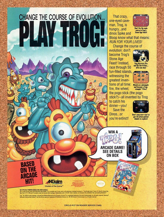 1991 Trog! NES Original Ad v1 - for just $17.99! 