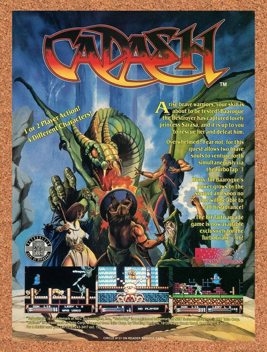 1992 Cadash PC Engine Original Working Designs Ad - for just $17.99! 