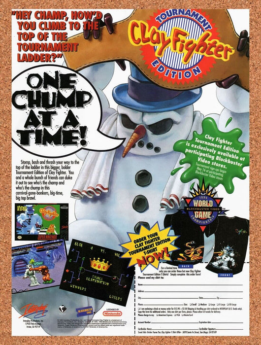 1994 ClayFighter Tournament Edition Blockbuster Sweepstakes Original Ad v1 - for just $17.99! 