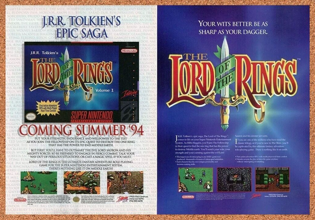 1995 Lord Of The Rings SNES Original Ad - for just $21.49! 