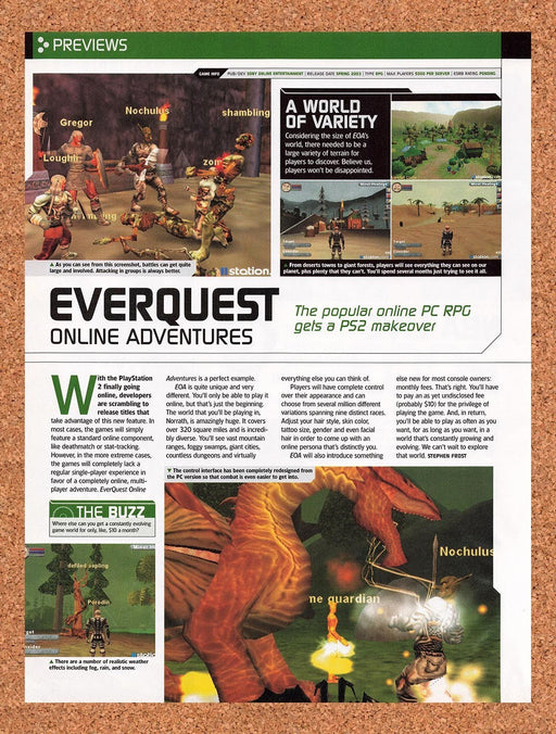 2002 EverQuest Online Adventures PS2 Preview Original Ad vr3 - for just $19.49! 