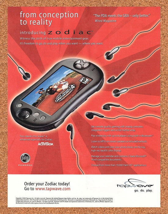 2003 Zodiac Tapwave Mobile Gaming Original Ad - for just $17.99! 