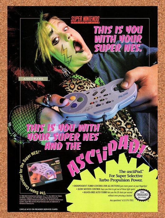 1992 ASCIIWARE Ascii Pad SNES Original Ad v2 - for just $17.99! 