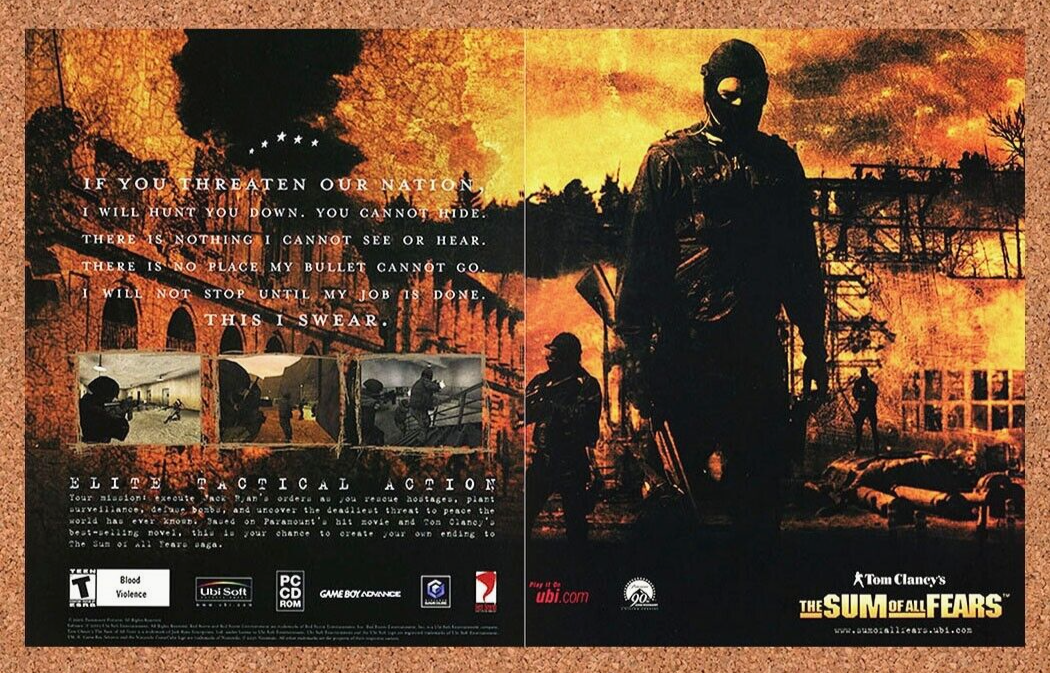 2002 Tom Clancy's The Sum Of All Fears GameCube Original Ad - for just $21.49! 
