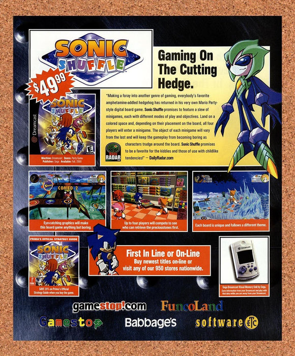 2000 Sonic Shuffle FuncoLand Original Advertisement v1 - for just $19.49! 