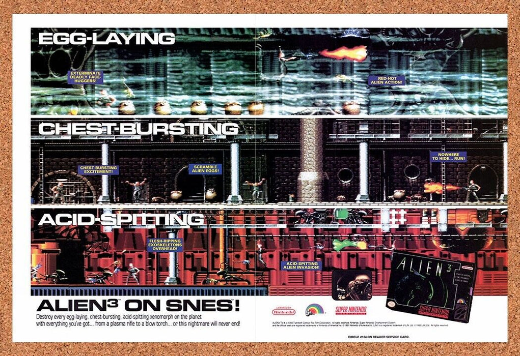 1993 Alien 3 SNES Original Ad v3 - for just $22.49! 