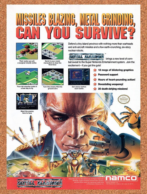 1994 Metal Marines SNES Original Ad v1 - for just $17.99! 