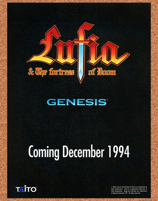 1994 Lufia Fortress of Doom Genesis Original Ad - for just $17.99! 