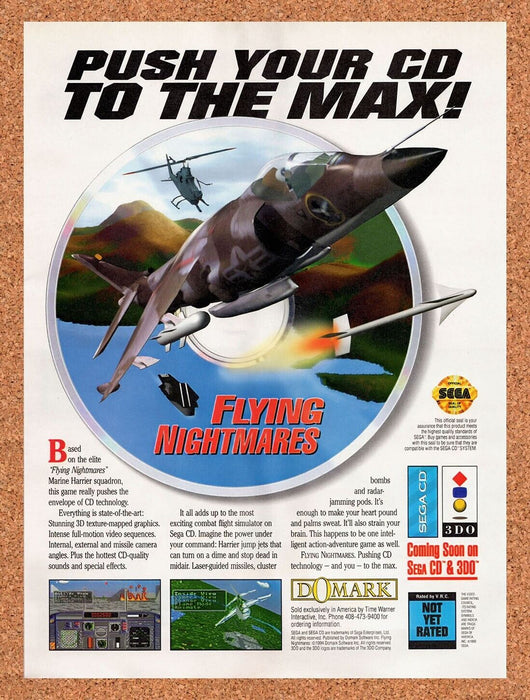 1995 Flying Nightmares Sega CD Original Ad v1 - for just $17.99! 