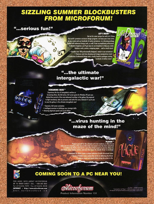 1996 Microforum PC Games Screaming Skies Plague Original Advertisement 1 - for just $19.49! 