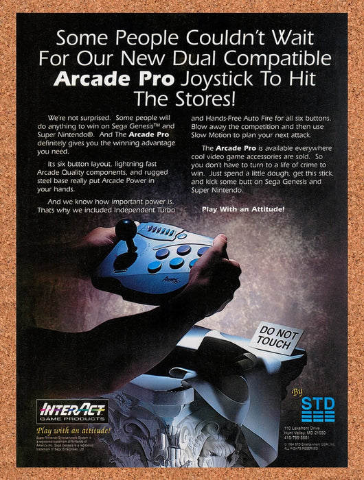 1994 STD Arcade Pro SNES Genesis Original Ad v10 - for just $17.99! 