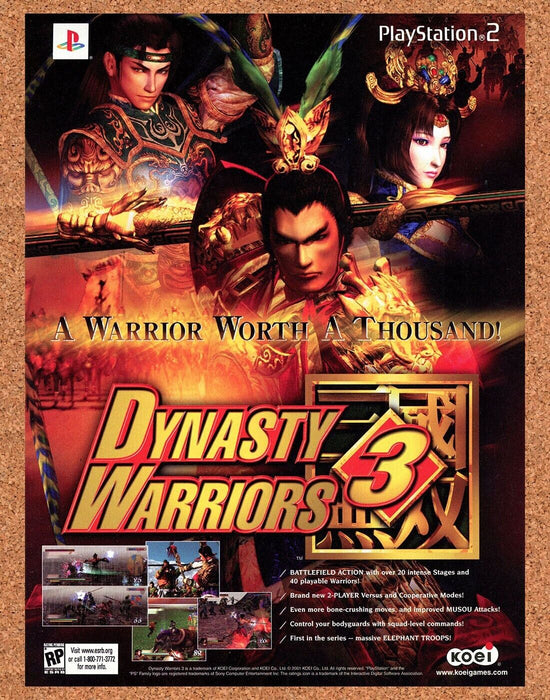 2002 Dynasty Warriors 3 PS2 Original Ad v4 - for just $17.99! 