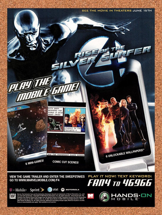 2007 Fantastic 4 Rise Of The Silver Surfer Hands-On Mobile Original Ad v1 - for just $17.99! 